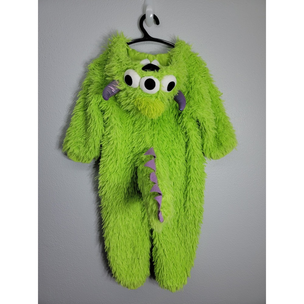 Target Kids 18-24M Monster Halloween Costume Jumpsuit Green Fuzzy 3-Eye Alien - Picture 4 of 8